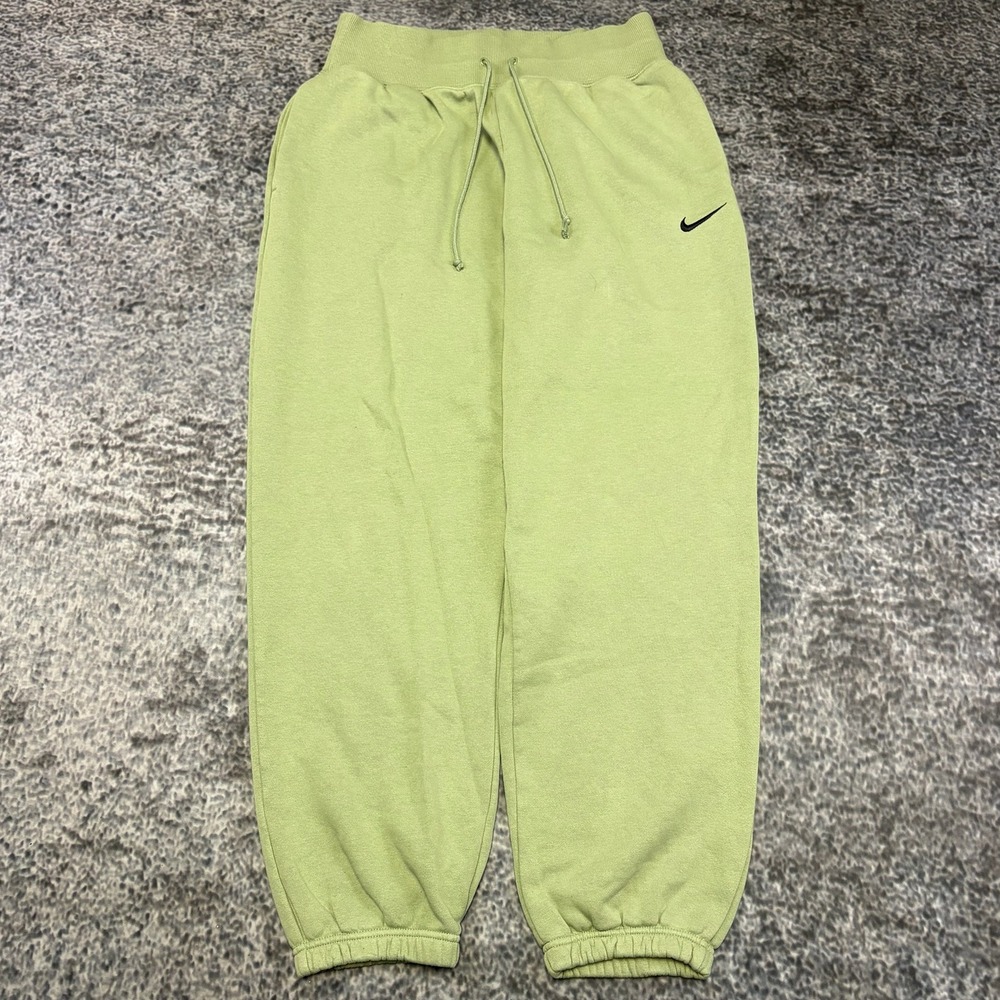 Nike‎ Phoenix Fleece High Waisted Joggers Womens Medium Green Swoosh